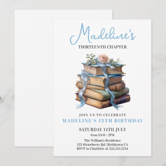 Boek Meisje Verjaardag Kaart (Voorkant / Achterkant)