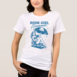 Boek Meisje Zomer Retro Pin-Up Stijl Tri-Blend Shirt