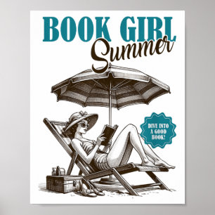 Boek Meisje Zomerduik in een goed boek Beach Vacat Poster