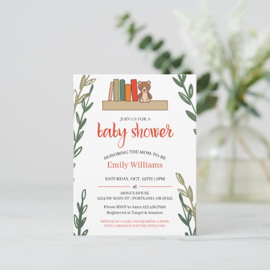 Boek met Baby shower Briefkaart (Staand voorkant)