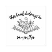 Boek met bloemen Dit boek behoort toe Rubberstempel (Afrduk)