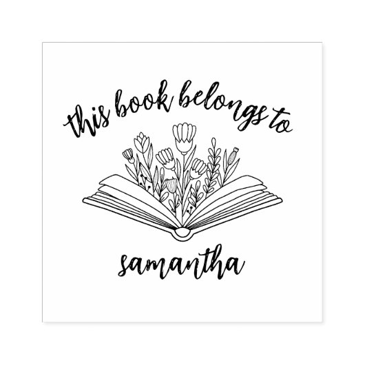 Boek met bloemen Dit boek behoort toe Rubberstempel (Afrduk)