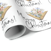 Boek met bloemen Vrolijk kerstfeest Cadeaupapier (Rol Hoek)