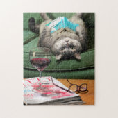 Boek met cat-lezen onderaan legpuzzel (Verticaal)