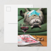 Boek met cat-lezen onderaan uitnodiging briefkaart (Voorkant / Achterkant)