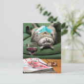 Boek met cat-lezen onderaan uitnodiging briefkaart (Staand voorkant)