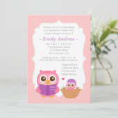 Boek met de naam "Girl Cute Owl Baby Shower" Kaart (Staand voorkant)