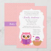 Boek met de naam "Girl Cute Owl Baby Shower" Kaart (Voorkant / Achterkant)