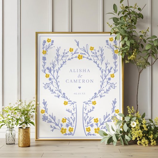 Boek met gevlekte Violet Fingerprint Tree Weddensc Poster