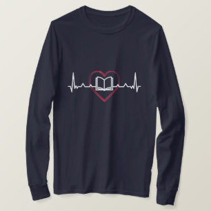 BOEK MET HEARBEAT-LIJN T-SHIRT