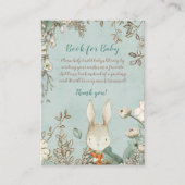 Boek met vintage stijl konijnenbloemen voor babysh informatiekaartje (Voorkant)