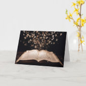 Boek Met Vliegende Letters en Glitters Kaart (Gele Bloem)