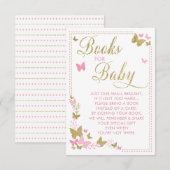 Boek met vlinder voor Baby, roze, goud Informatiekaartje (Voorkant / Achterkant)