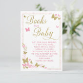 Boek met vlinder voor Baby, roze, goud Informatiekaartje (Staand voorkant)