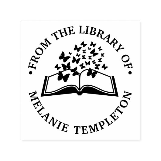 Boek met Vlinders Bibliotheek Boeknaam Zelfinktende Stempel (Design)