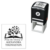 Boek met Vlinders "Uit de bibliotheek van" Naam Zelfinktende Stempel (In situ)