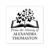 Boek met Vlinders "Uit de bibliotheek van" Naam Zelfinktende Stempel (Design)