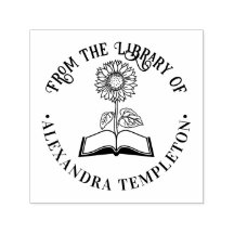 Boek met Zonnebloem "Uit de bibliotheek van" Rond