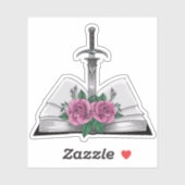 Boek met zwaard en rozen sticker (Vel)