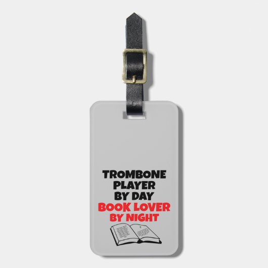 Boek minnaar trombone speler bagagelabel (Voorkant verticaal)