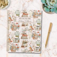 Boek Mushroom Floral Cottagecore Pattern Notitiebo
