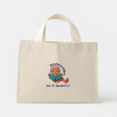 Boek Nerd lezen Lover Boek Worm Schattigee Cartoon Mini Tote Bag (Achterkant)