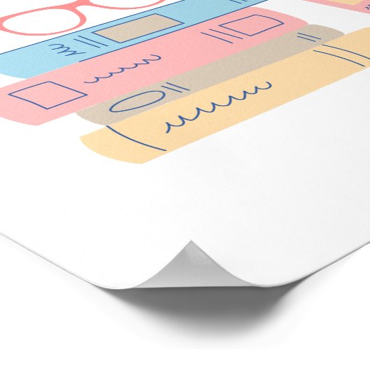 Boek Nerd Meisje Retro Design Poster (Hoek)