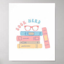 Boek Nerd Meisje Retro Design Poster