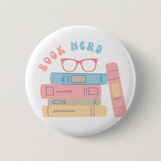 Boek Nerd Meisje Retro Design Ronde Button 5,7 Cm (Voorkant)