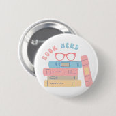 Boek Nerd Meisje Retro Design Ronde Button 5,7 Cm (Voorkant /achterkant)