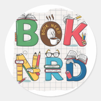 Boek Nerd – Speelse en creatieve leesenthousiasme Ronde Sticker