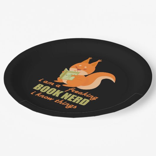 Boek Nerd Squirrel Papieren Bordje (Gekanteld)