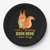 Boek Nerd Squirrel Papieren Bordje (Voorkant)