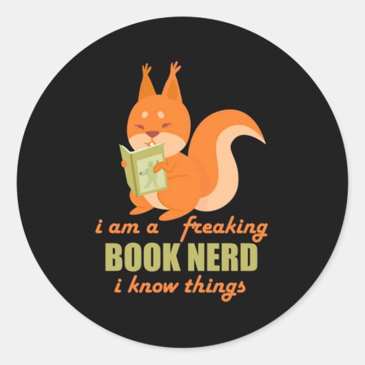 Boek Nerd Squirrel Ronde Sticker (Voorkant)