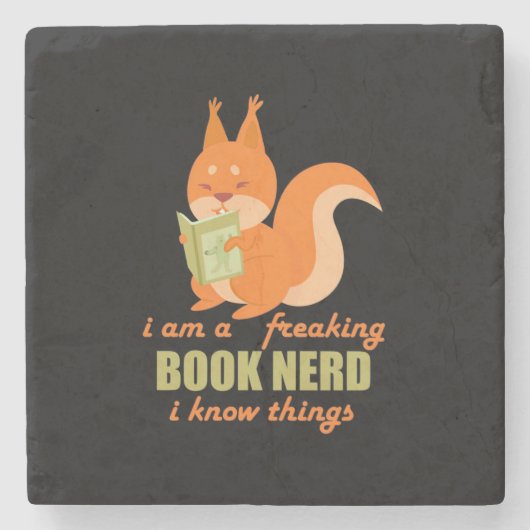 Boek Nerd Squirrel Stenen Onderzetter (Voorkant)