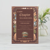  boek Nieuw hoofdstuk Bloemen Baby shower Kaart (Staand voorkant)