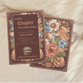  boek Nieuw hoofdstuk Bloemen Baby shower Kaart