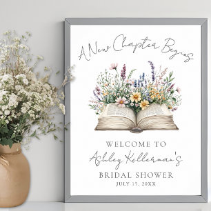 Boek Nieuw Hoofdstuk Wildflower Bruidsdouche Bord Poster