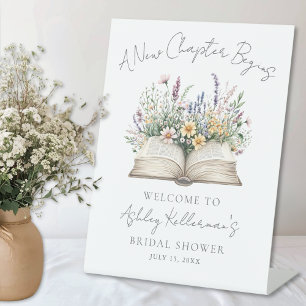 Boek Nieuw Hoofdstuk Wildflower Bruidsdouche Bord Reclamebord Met Voetstuk