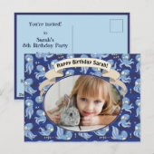 Boek Octopus Blauw Cute Kinderverjaardagsfeest Uit Feestdagenkaart (Voorkant / Achterkant)