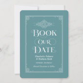 Boek onze datum Gedempte Aqua  Hoesje Bruiloft Save The Date (Voorkant)