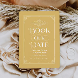 Boek onze datum Geel Boek Hoesje Bruiloft Save The Date