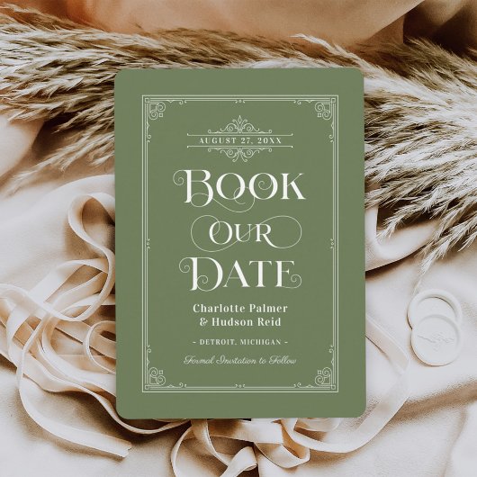 Boek onze datum Groene Boek Hoesje Bruiloft Save The Date