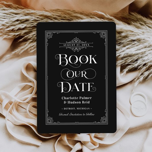 Boek onze datum Zwart  Boek Hoesje Bruiloft Save The Date