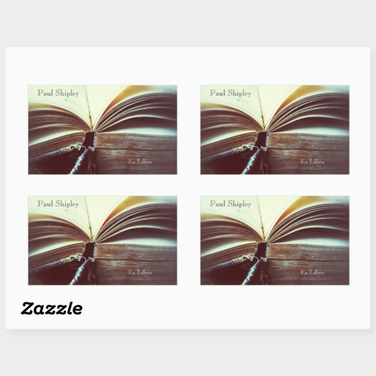  boek open ex libris rechthoekige sticker (Vel)