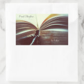 boek open ex libris rechthoekige sticker (Tas)