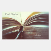  boek open ex libris rechthoekige sticker (Voorkant)