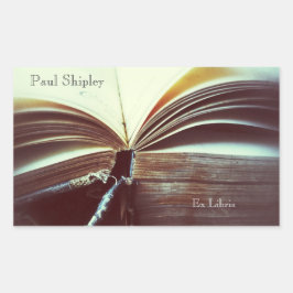 boek open ex libris rechthoekige sticker