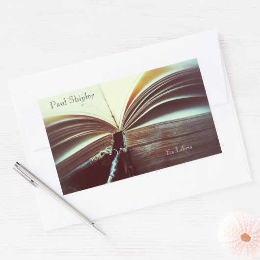  boek open ex libris rechthoekige sticker (Envelop)