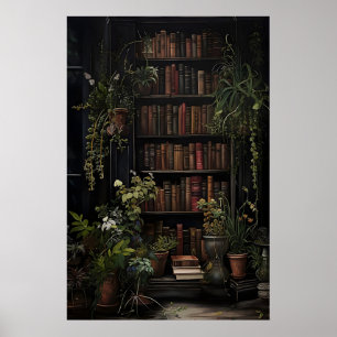 Boek over botanische afdruk, vintage groene biblio poster